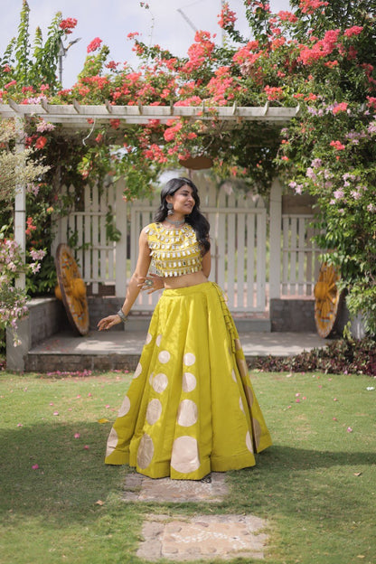 RangBhoomi Navratri Roman-Silk Lehenga Choli Set — Full-Stitched Festive Ensemble