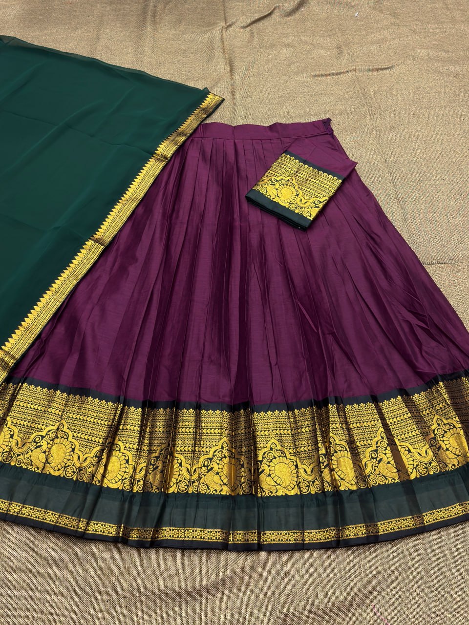 RangBhoomi Exclusive South Indian Kanjivaram Silk Lehenga Set with Georgette Dupatta and Zari Weaving