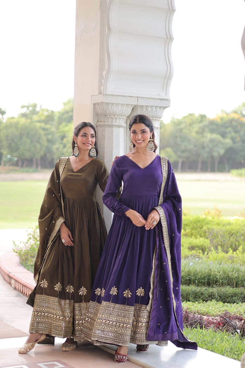 RangBhoomi Elegant Vichitra Silk Gown with Sequined Dupatta Collection 2026