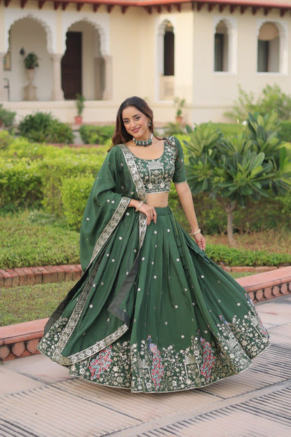 RangBhoomi Premium Vichitra Silk Lehenga Choli Set 2026 with Embroidered Sequins, Zari & Thread Work