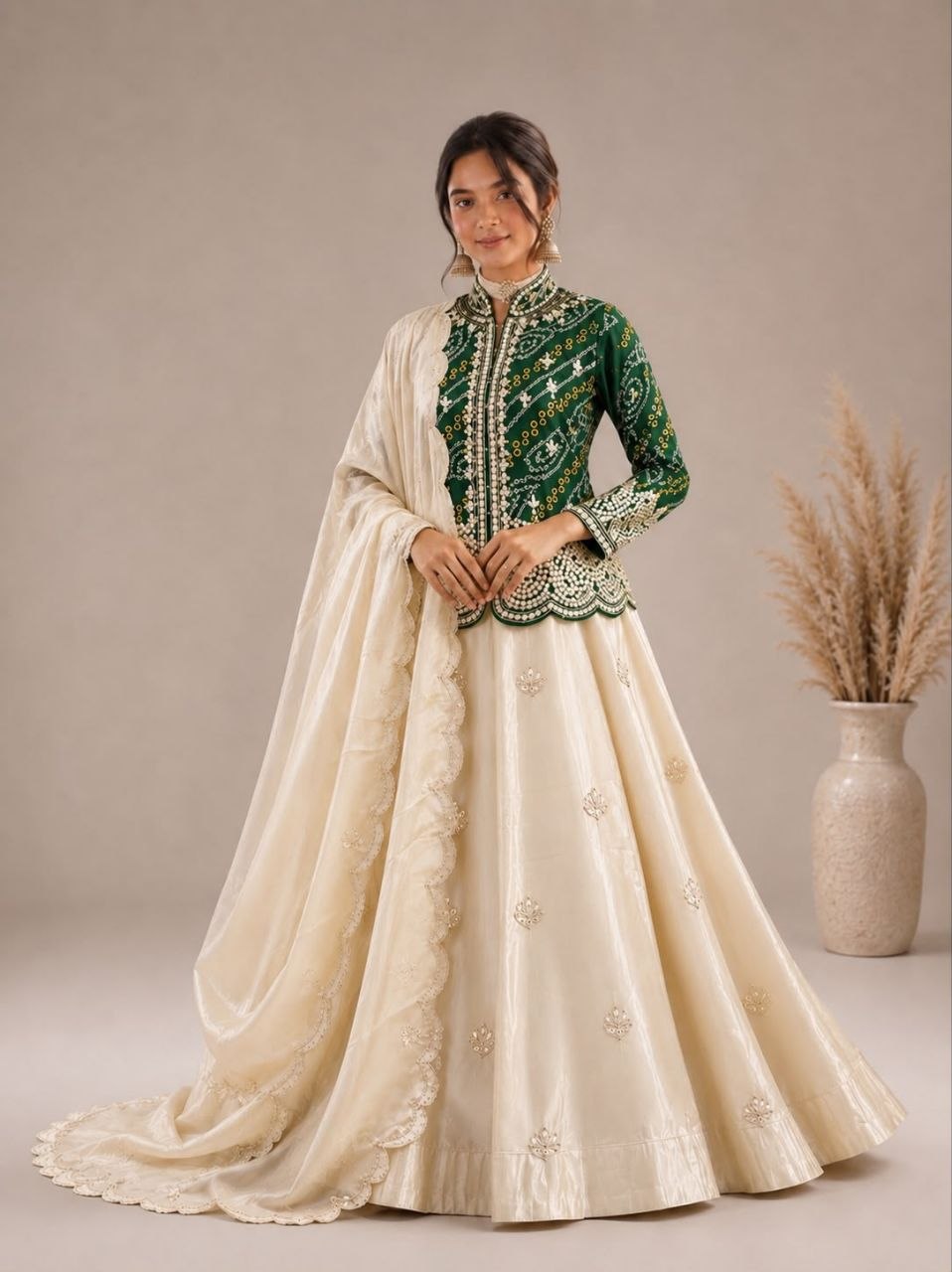 RangBhoomi Embroidered Sequence Jacket and Lehenga Choli - Ready to Wear Festive Set