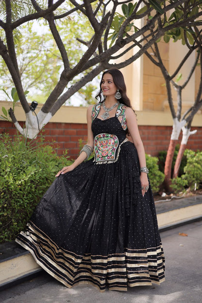 RangBhoomi Navratri Lehenga Choli Collection 2026 — Full-Stitched Mukesh Reyon Set