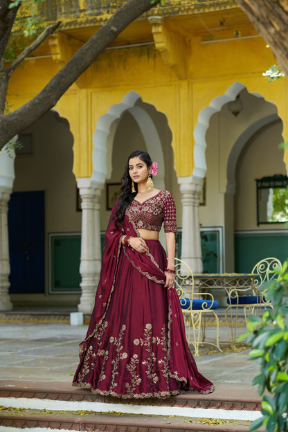 RangBhoomi Elegant Festive Lehenga Set with Rangoli Silk, Sequins, and Thread Embroidery