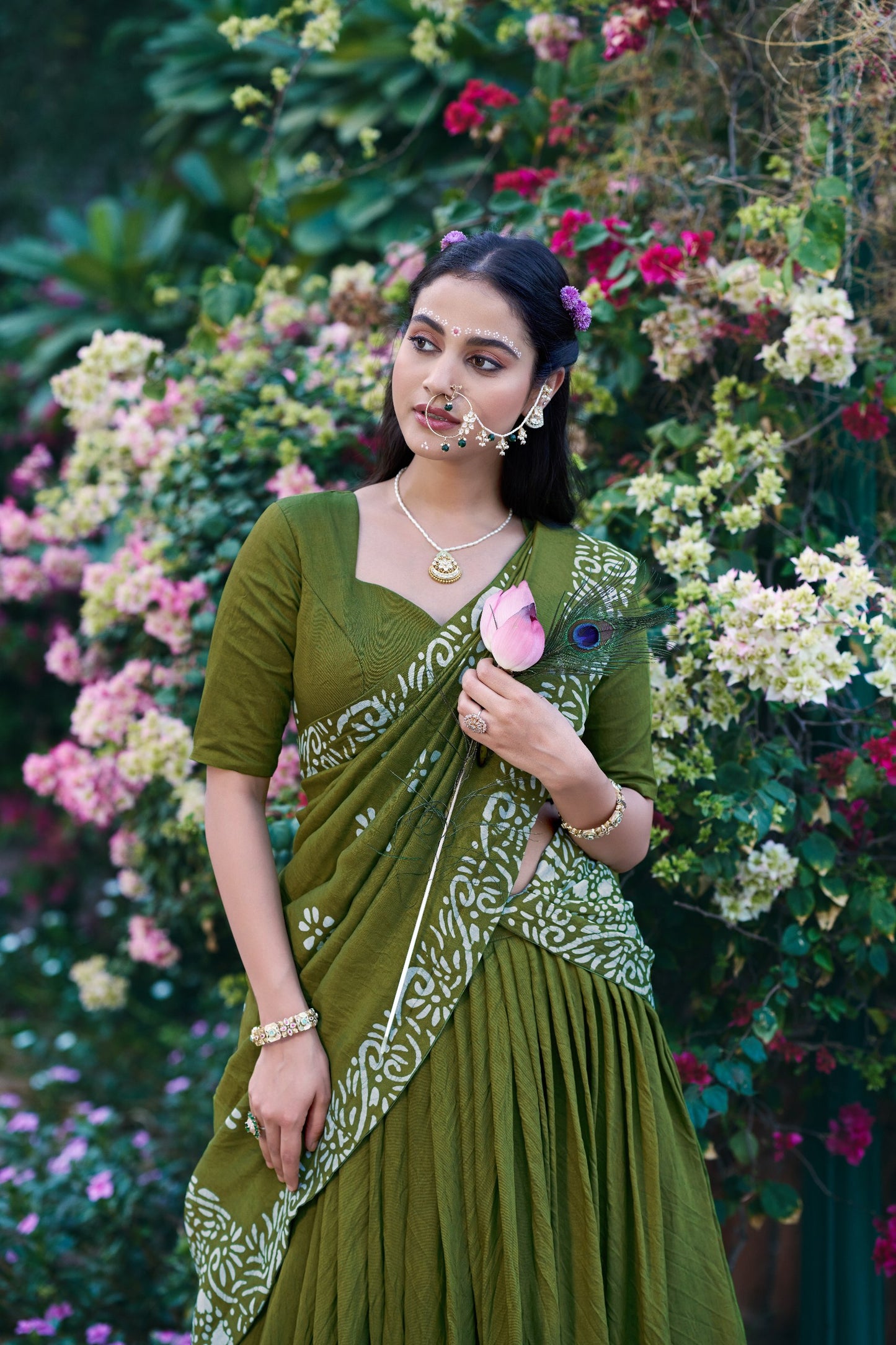 RangBhoomi Vrajshree Cotton Chanderi Lehenga Set — Festive Janmashtami Ensemble