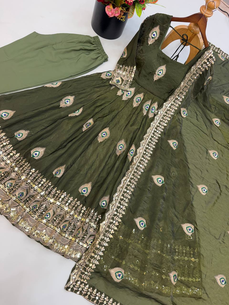 RangBhoomi Fendy Silk Gown with Fully Flair