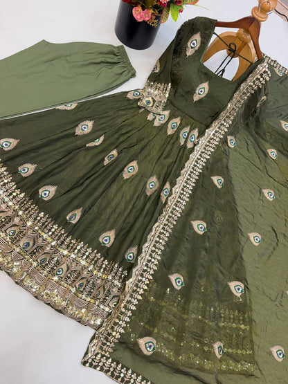 RangBhoomi Fendy Silk Gown with Fully Flair