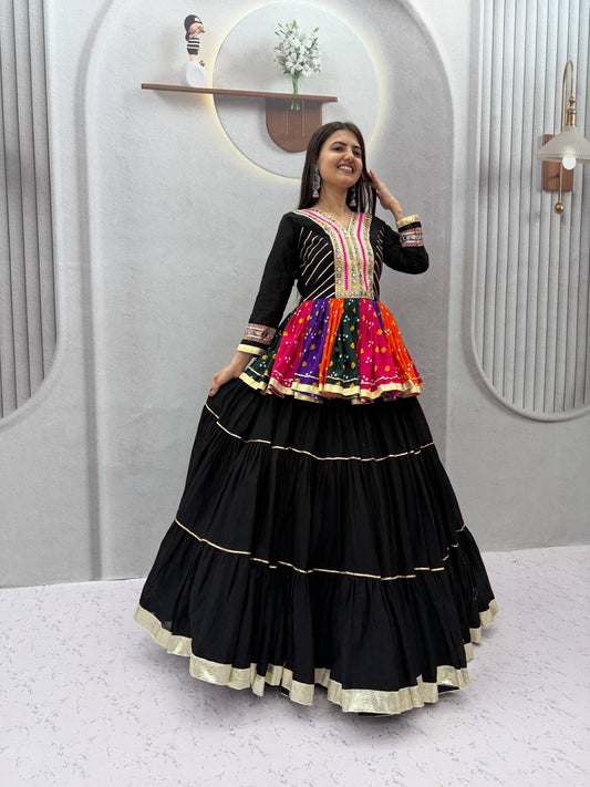 RangBhoomi Navratri Special Lehengacholi – Pure Cotton Kediyu & 9m Flair Lehenga, Fully Stitched