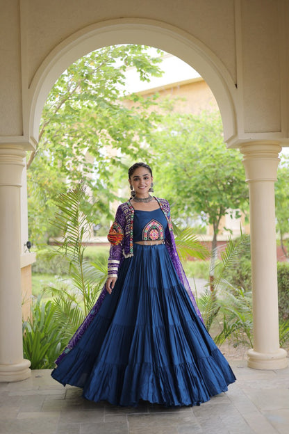 RangBhoomi Navratri 2026 Rayon Lehenga Set with Bandhani Shrug — Full-Stitched Festive Ensemble