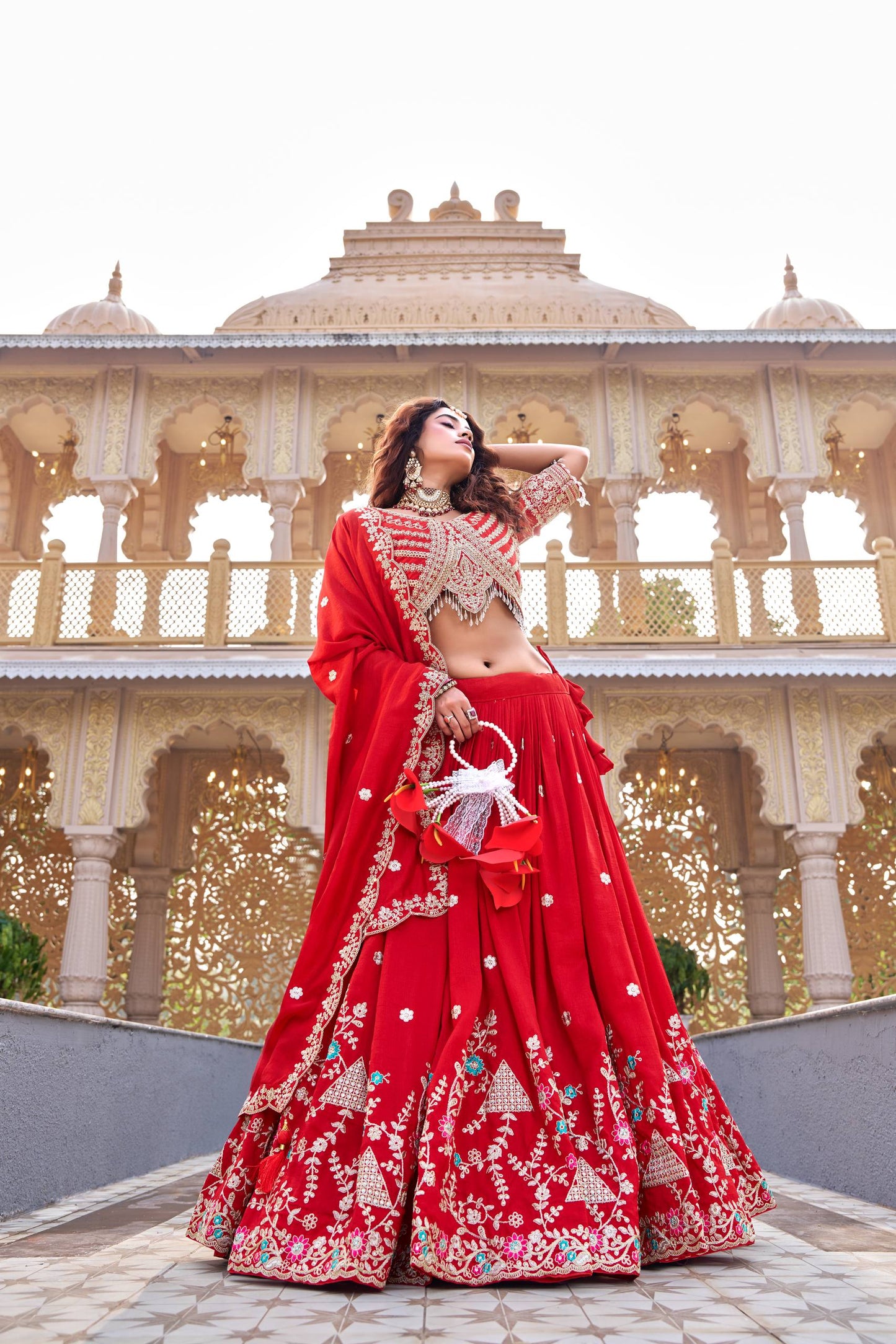 Lehenga Choli Wedding Collection | Vichitra Silk Embroidery Work