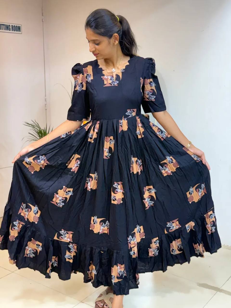 Elegant Soft Cotton Printed Midi Gown - Ultimate Summer Glamour and Comfort
