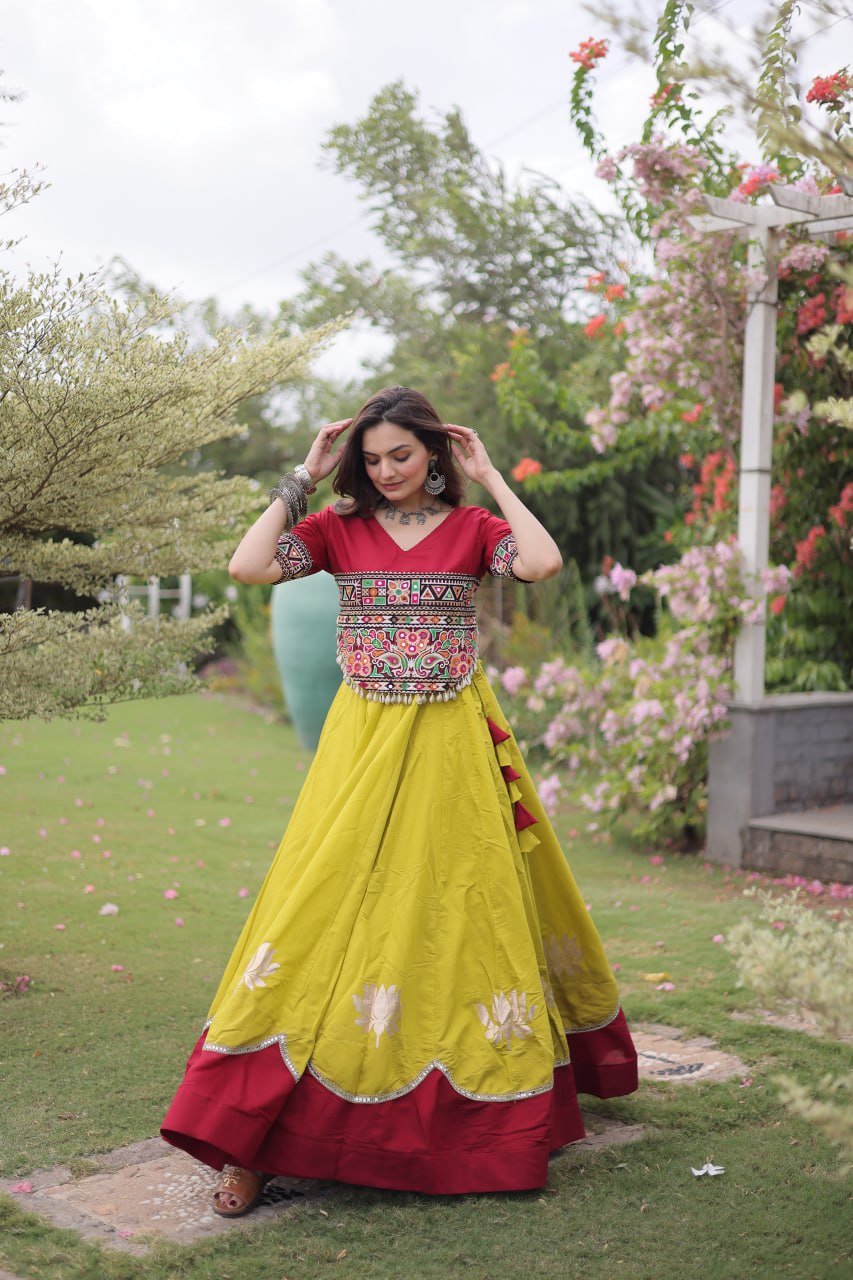 RangBhoomi Navratri Lehenga Choli Collection 2026 — Lotus Mirror Embroidered Set