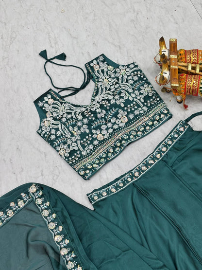 RangBhoomi Exclusive Wedding Special Lehenga Choli Set in Pure Rangoli Silk with Heavy Embroidery and Sequence Detailing