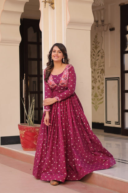 Position Print Choli Design Gown | Indian Ethnic Party Wear