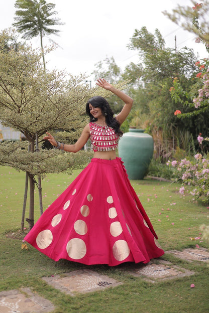 RangBhoomi Navratri Roman-Silk Lehenga Choli Set — Full-Stitched Festive Ensemble