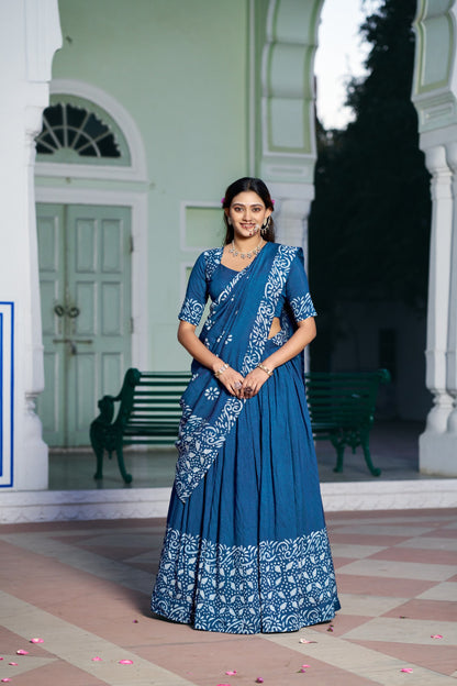 RangBhoomi Vrajshree Cotton Chanderi Lehenga Set — Festive Janmashtami Ensemble