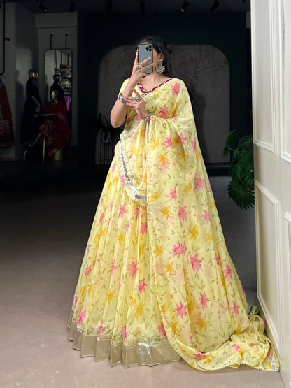 Celebrate Tradition Elegantly with a Floral Tabby Silk Lehenga Perfect for Festive Occasions