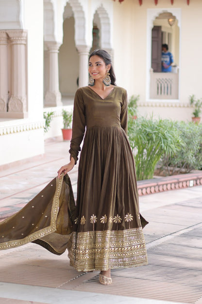 RangBhoomi Elegant Vichitra Silk Gown with Sequined Dupatta Collection 2026