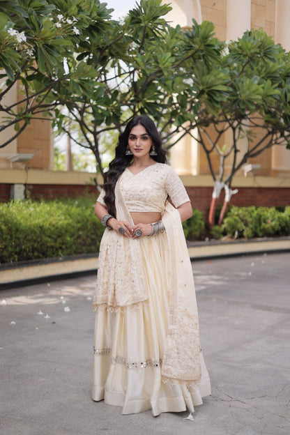 RangBhoomi Glory Satin Embroidered Lehenga Choli Set - Full-Stitched Lehenga with Designer Dupatta