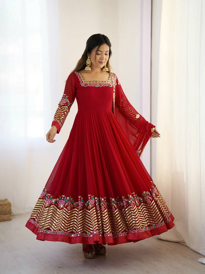 RangBhoomi Heavy Designer Party Gown with Embroidered Dupatta
