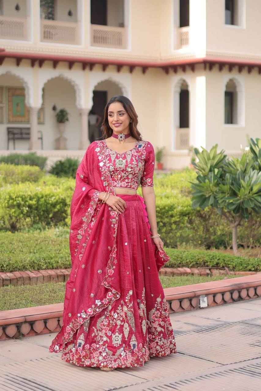 RangBhoomi Premium Designer Sequined Embroidered Lehenga Choli and Dupatta Set