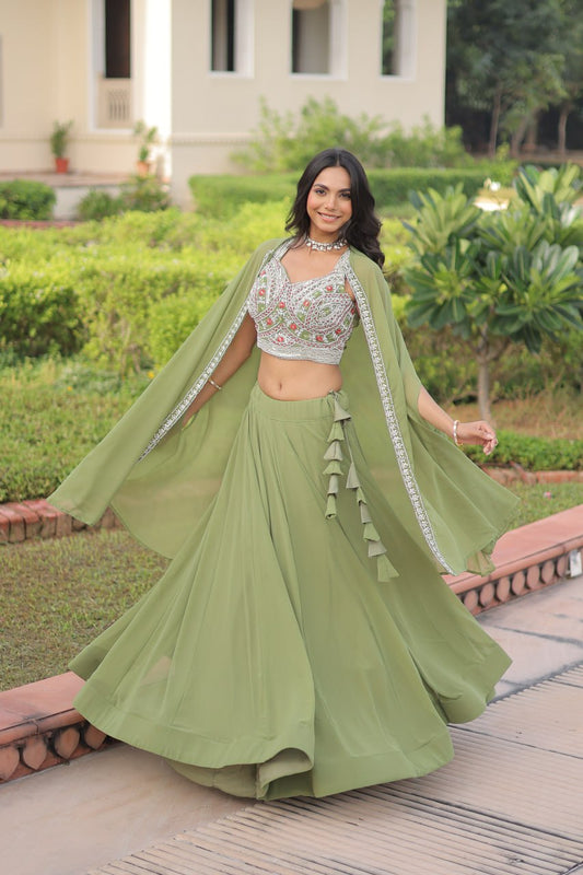 Premium Ready-to-Wear Lehenga Choli Set with Stylish Shrug Jacket