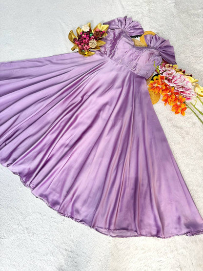 RangBhoomi Festival Maggam Work Rangoli Silk Gown – 48 inch Lined Elegant Gown