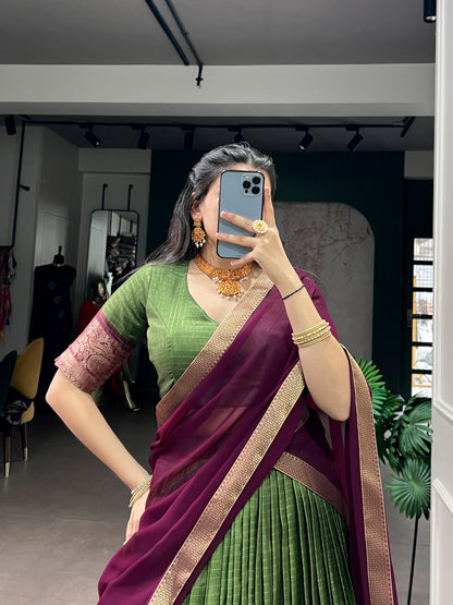 Lehnega Collection 2026 – Elegant Dola Tex Lehenga with Intricate Zari Weaving and Georgette Dupatta