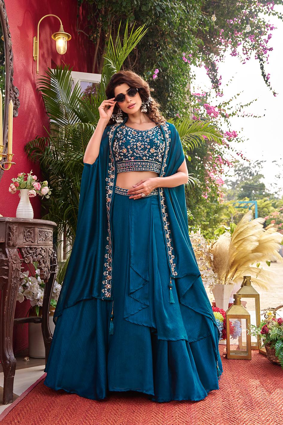 Exclusive New Wedding Lehenga Choli Set in Pure Vichitra Silk with Elegant Heavy Embroidery and Complete Stitching