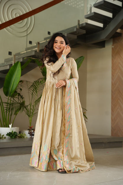 Embroidered Grace Gown & Dupatta – Luxe Fusion Wear for Modern Elegance