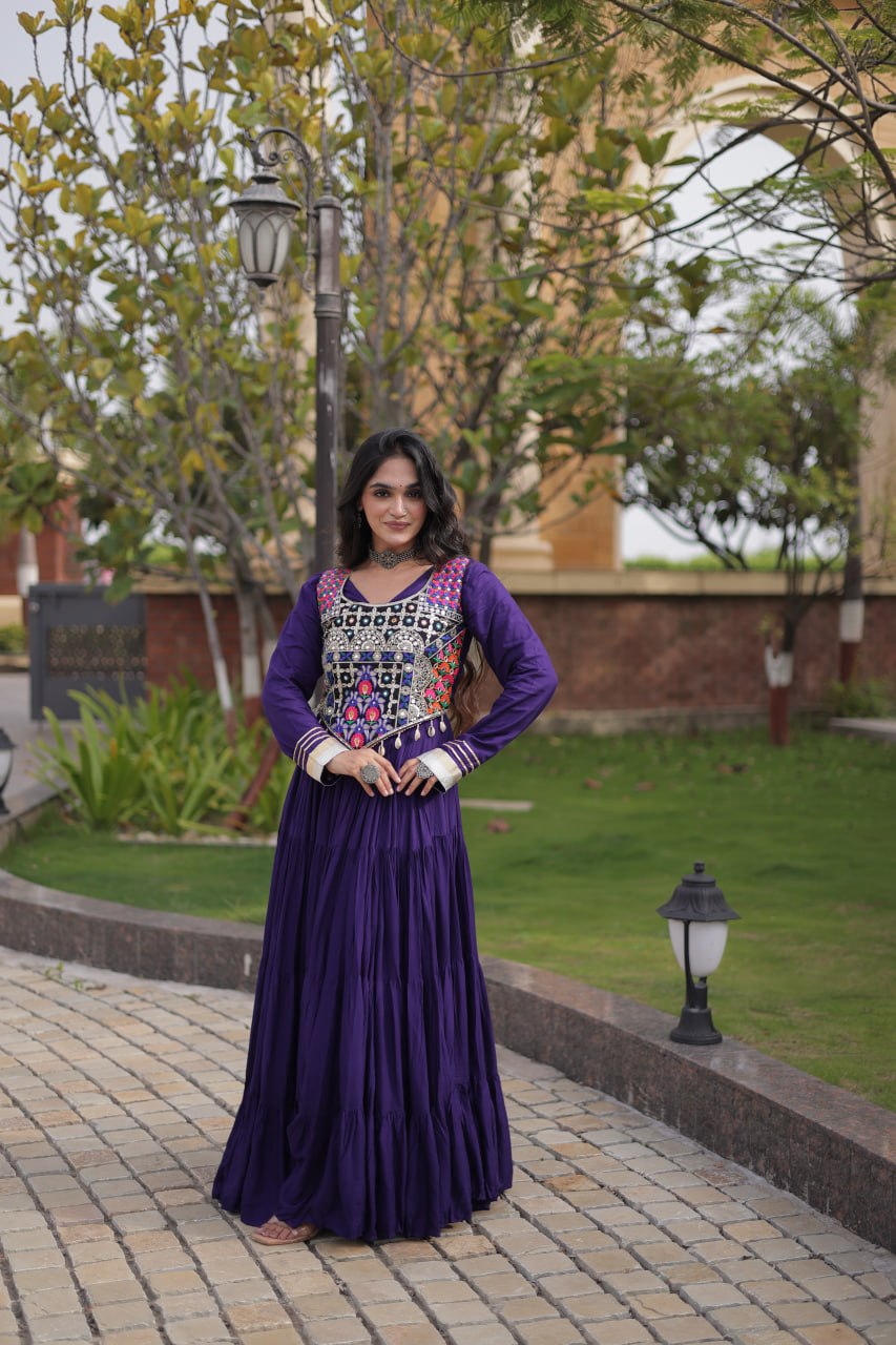 Navratri Gown Collection 2026 — Elegant Reyon Gown with Embellished Blouse by RangBhoomi