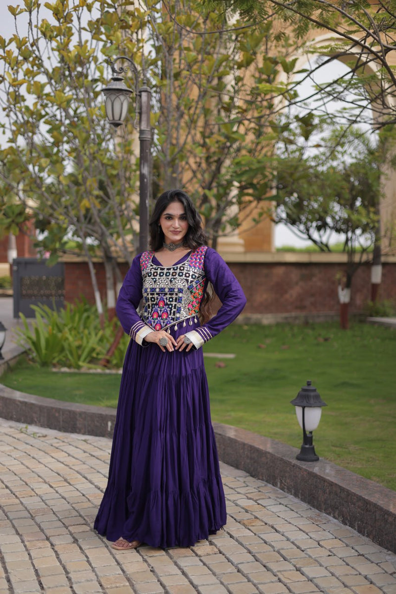 Navratri Gown Collection 2026 — Elegant Reyon Gown with Embellished Blouse by RangBhoomi