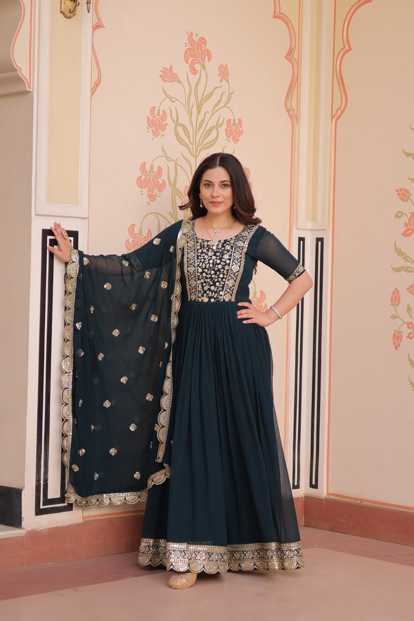 Designer Gown 2025 - Ready Made, Embroidered | Rangbhoomi