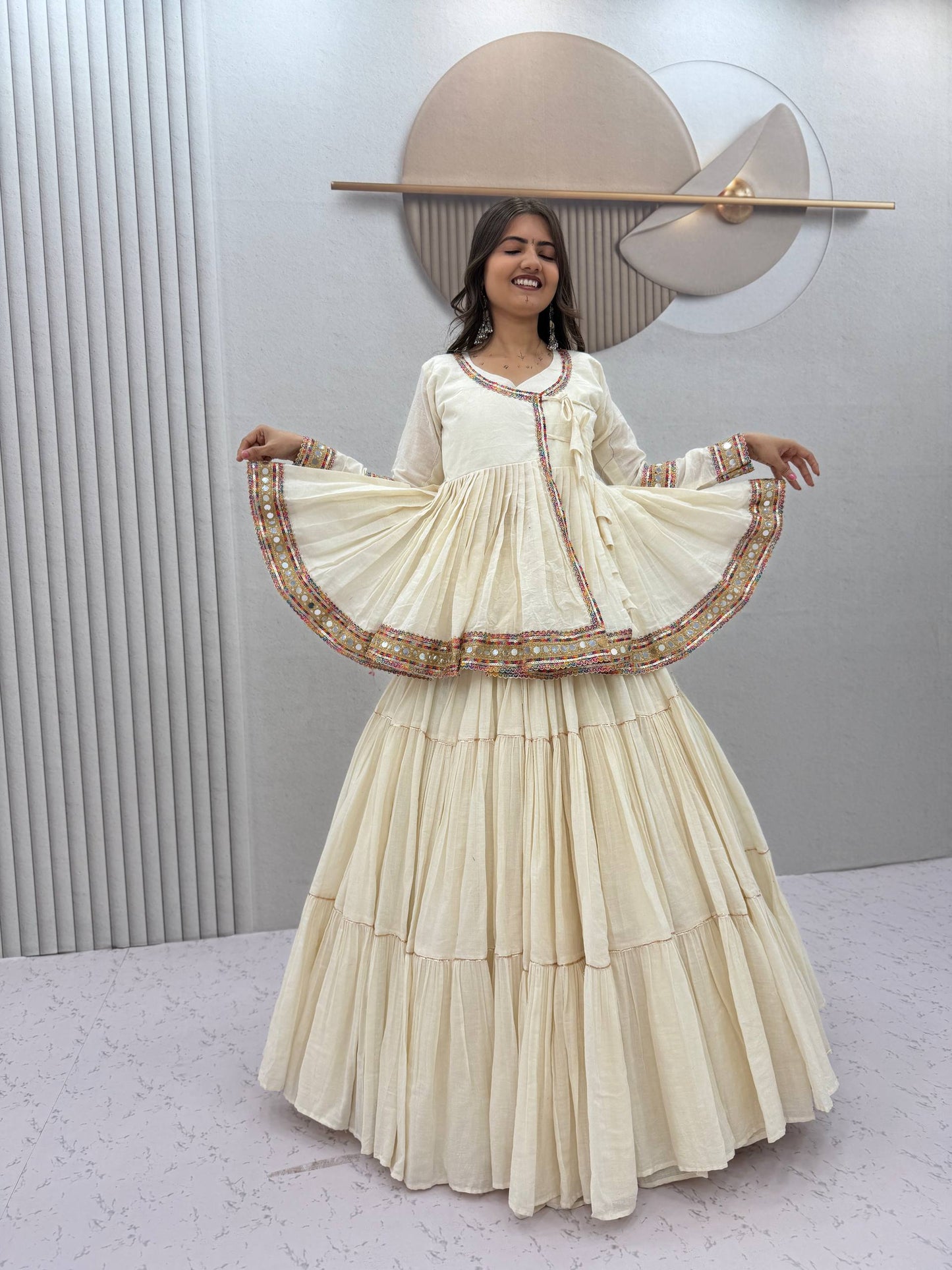 RangBhoomi Navratri Kediyu-Style Lehengacholi – Pure Cotton, 9m Flair, Fully Stitched