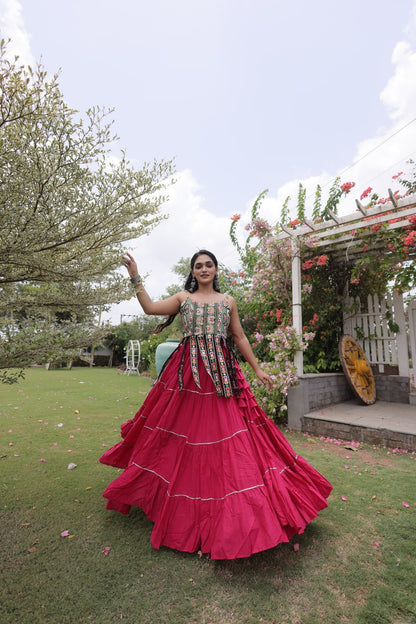 RangBhoomi Navratri Kora Cotton Lehenga Set — Full-Stitched Festive Ensemble