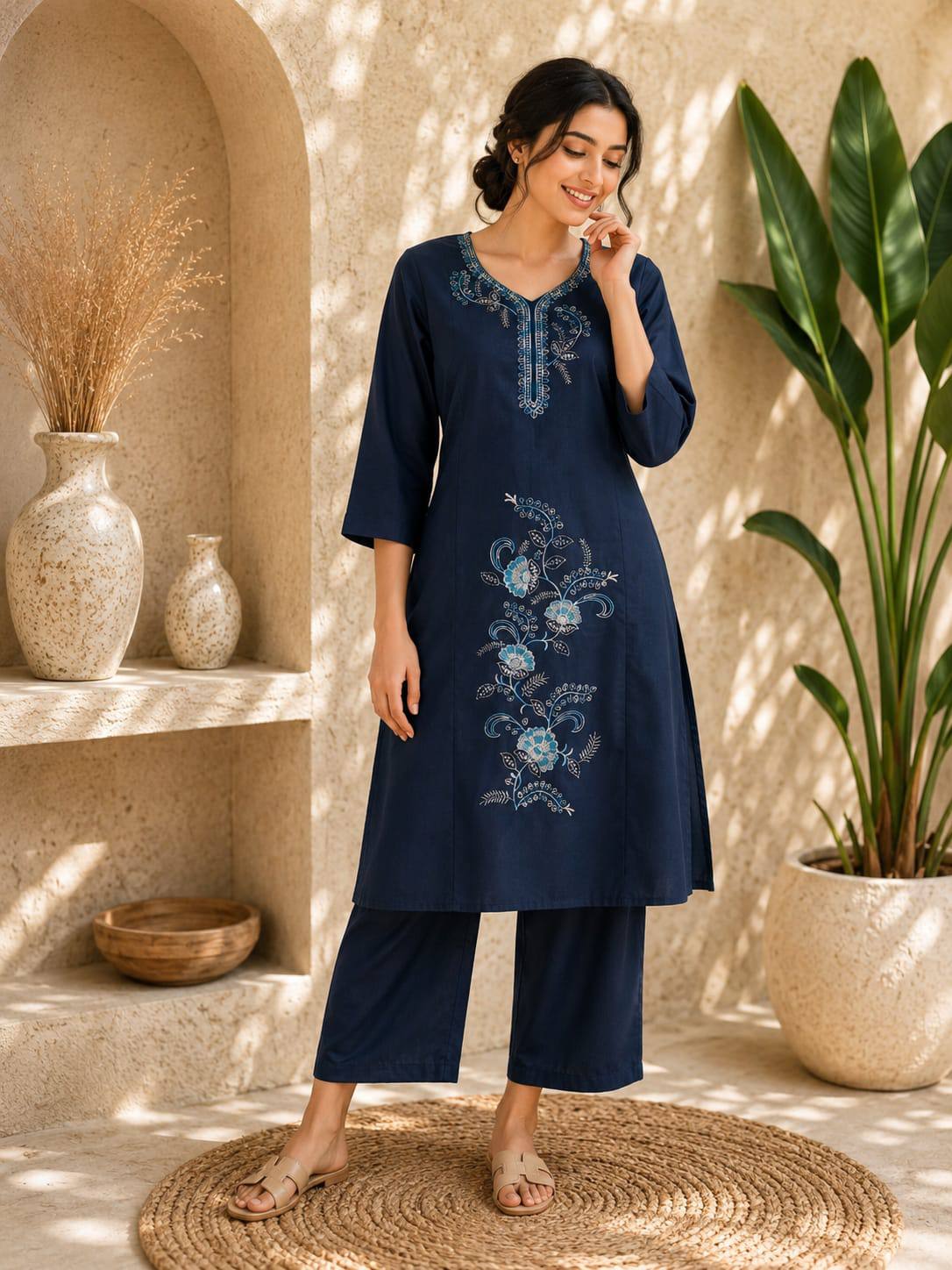 RangBhoomi Premium Cotton 60-60 Kurti & Plazo Set