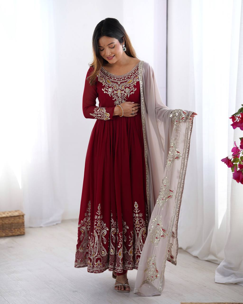 Stun at Every Celebration in This Embroidered Party Gown Set
