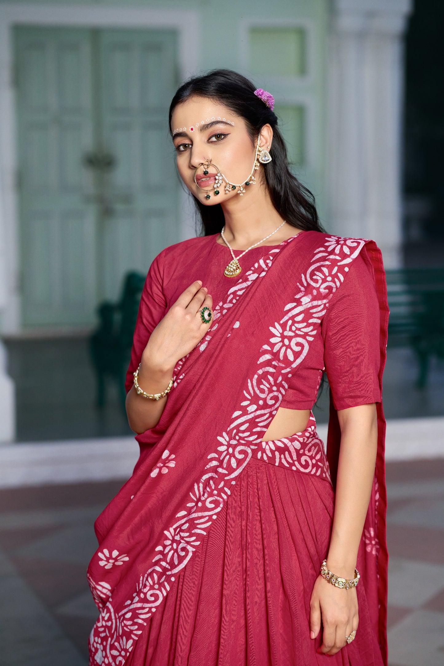 RangBhoomi Vrajshree Cotton Chanderi Lehenga Set — Festive Janmashtami Ensemble