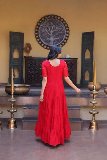 RangBhoomi Premium Designer Ready-to-Wear Gown Collection in Red and Pink