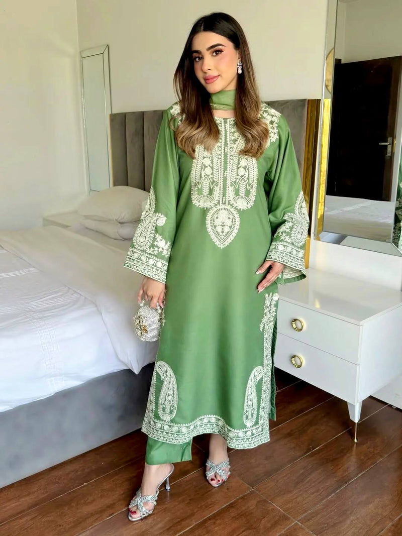 Elegant Designer Party Wear Set with Pure Soft Nylon Organza Silk Top, Palazzo Pants & Dupatta