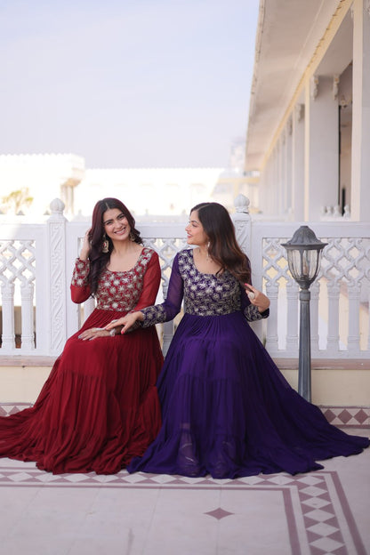 RangBhoomi Premium Designer Ready-to-Wear Gown Collection 2026 - Elegant Faux Blooming Georgette with Sequins and Zari Embroidery