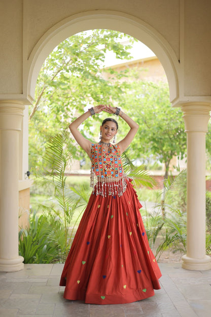 RangBhoomi Navratri Festive Cora Cotton Lehenga Set with Embroidered Blouse