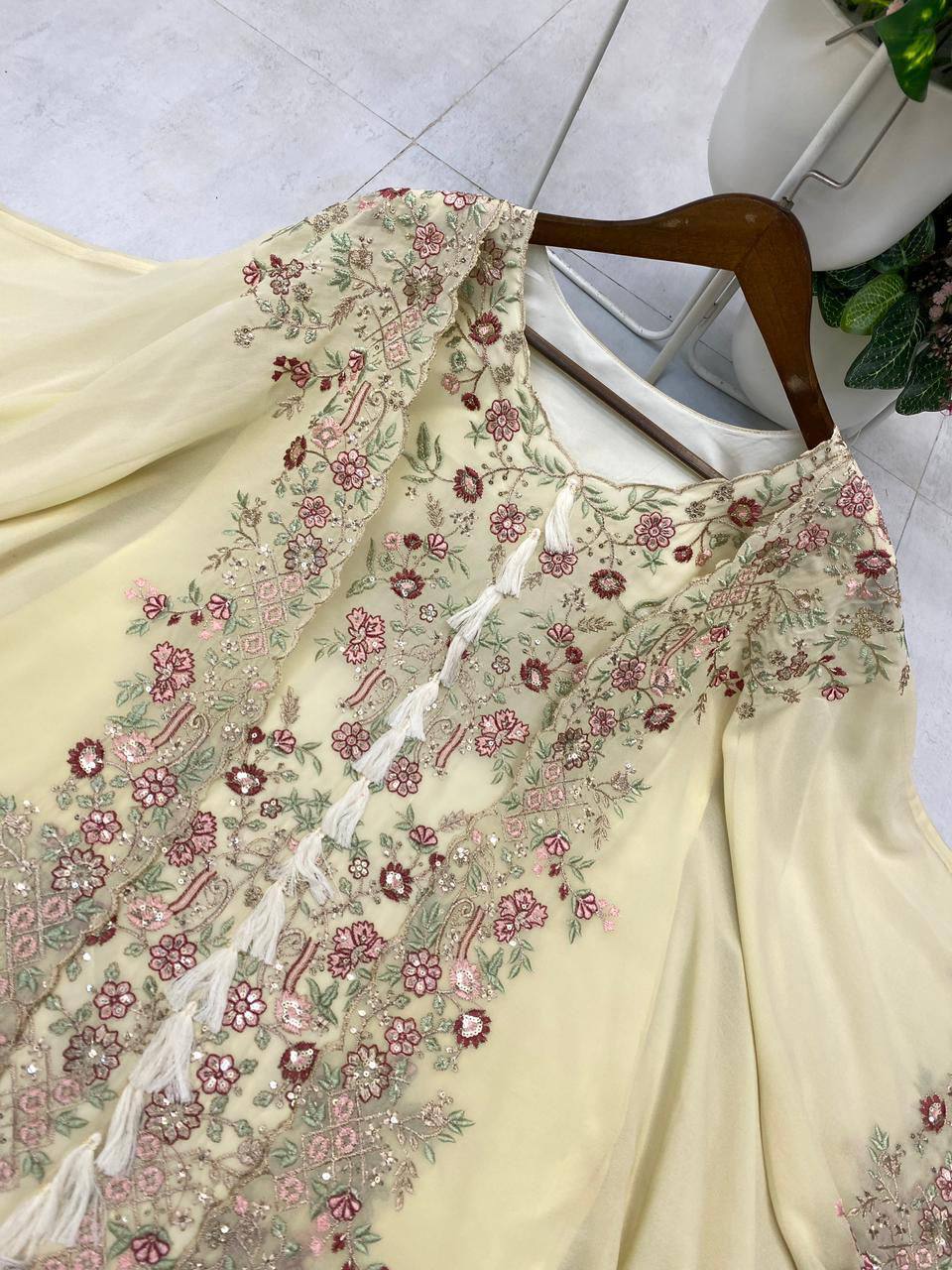 Elegant Designer Kurta and Palazzo Set with Sequined Embroidered Shrug in Luxurious Faux Georgette Fabric