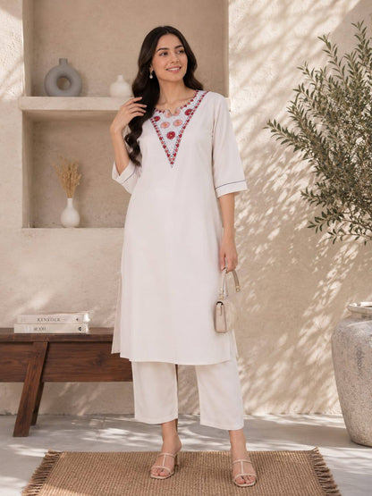 RangBhoomi Premium Reyon Kurti with Plazo Set - Comfortable Daily & Office Wear