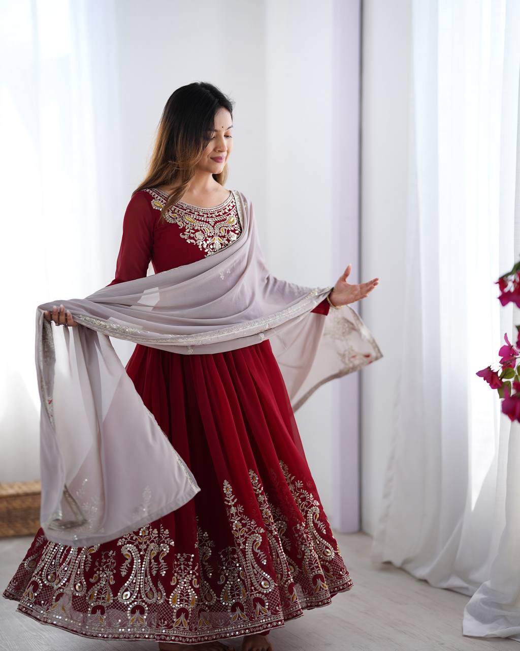 Stun at Every Celebration in This Embroidered Party Gown Set