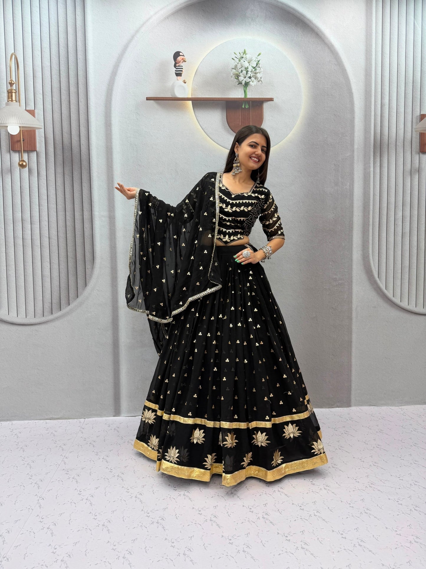 RangBhoomi Navratri Vintage Chaniya Choli – Big Flair 6M Fox Georgette Lehenga Choli