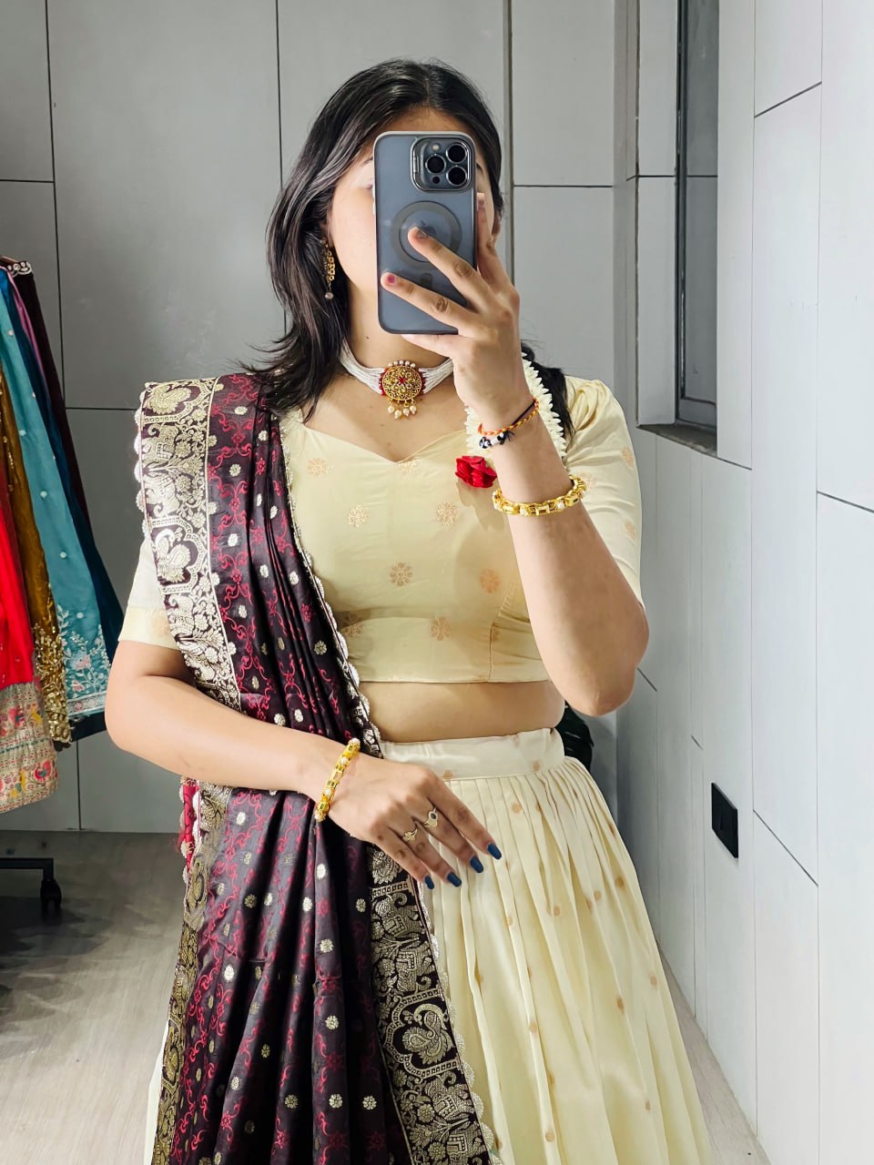 Exquisite Paithani Silk Lehenga Choli with Iconic Gold Zari Border and Satin Silk Dupatta
