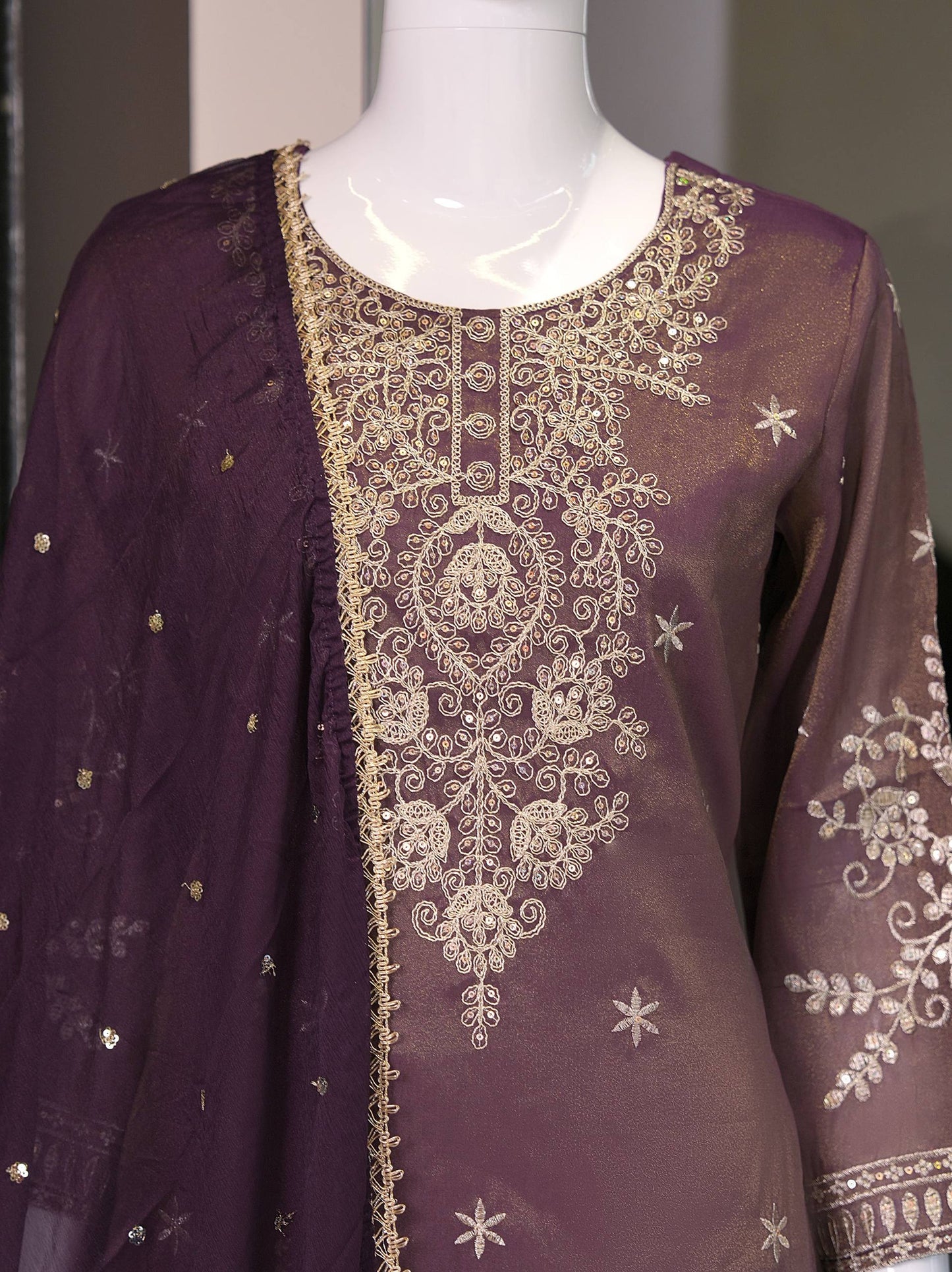 RangBhoomi Designer Festival Special Collection - Elegant Embroidered Cosmos Fabric Set