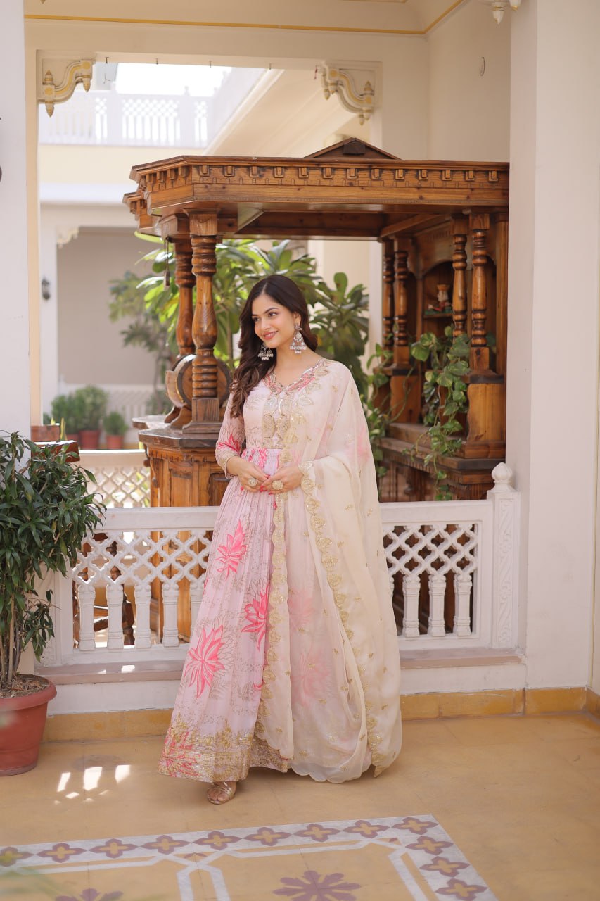 Elegant Premium Ready-to-Wear Gown with Matching Dupatta Set