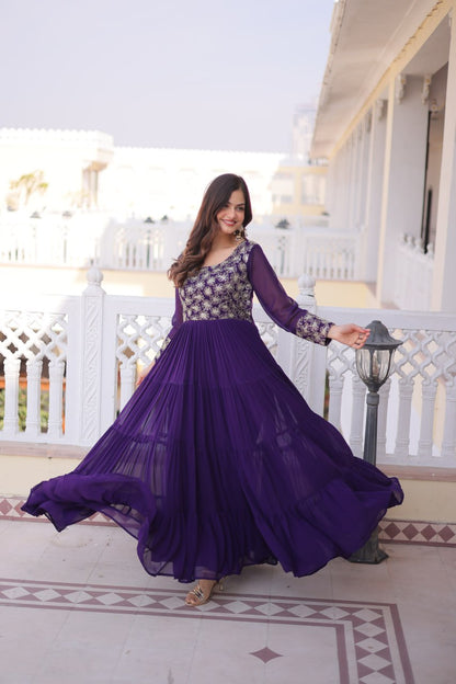 RangBhoomi Premium Designer Ready-to-Wear Gown Collection 2026 - Elegant Faux Blooming Georgette with Sequins and Zari Embroidery