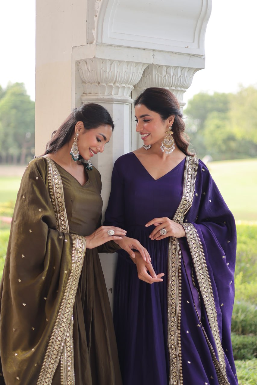 RangBhoomi Elegant Vichitra Silk Gown with Sequined Dupatta Collection 2026